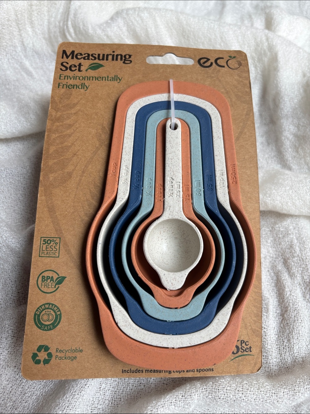 Eco Measuring Spoon and Cup Set - Terracotta, Blue, Cream
